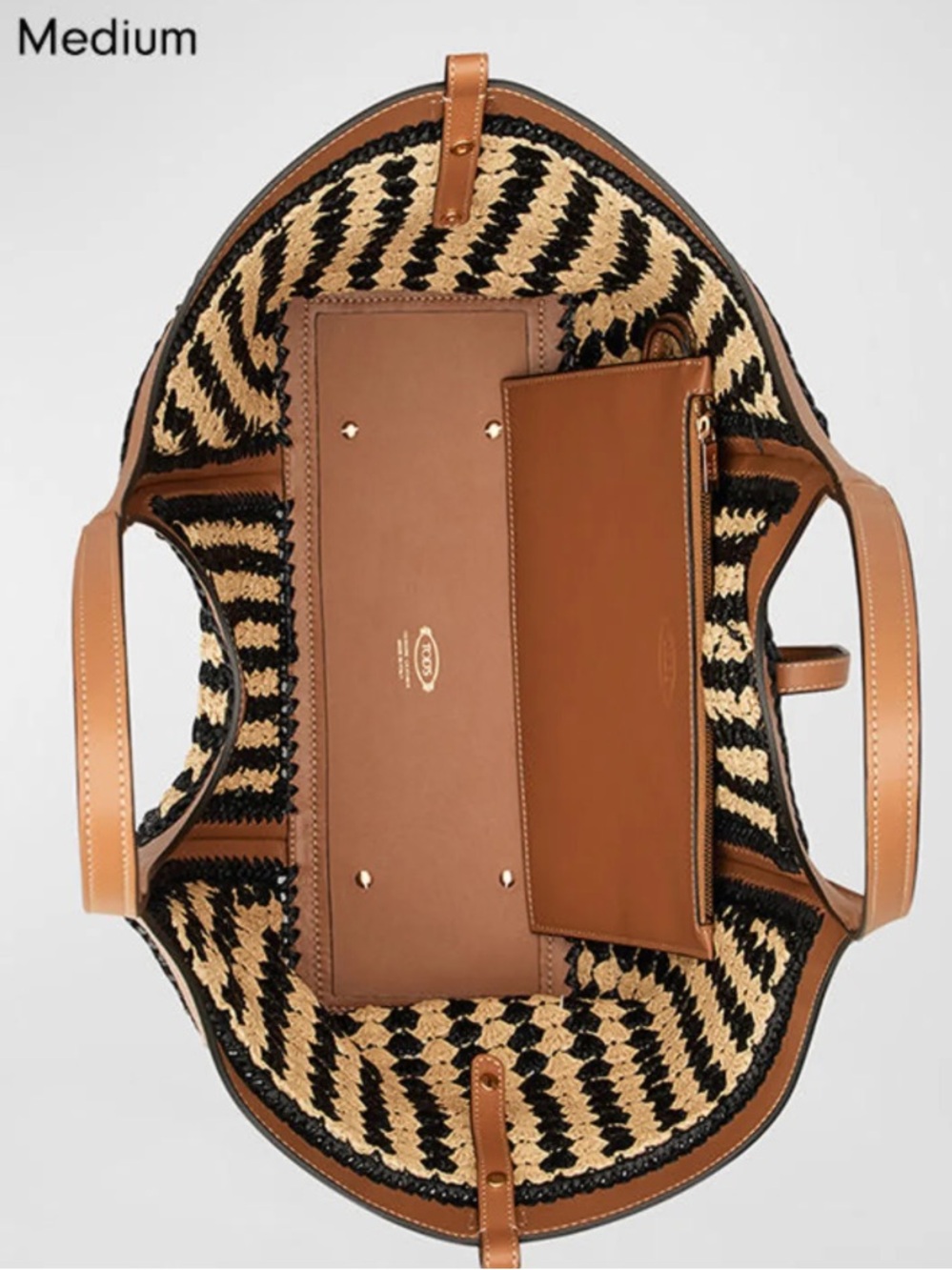 Tod's RARE Timeless T ShopperMedium , Cream and Tan Woven Tote - Picture 7 of 7